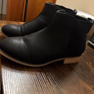 Black leather ankle boots with